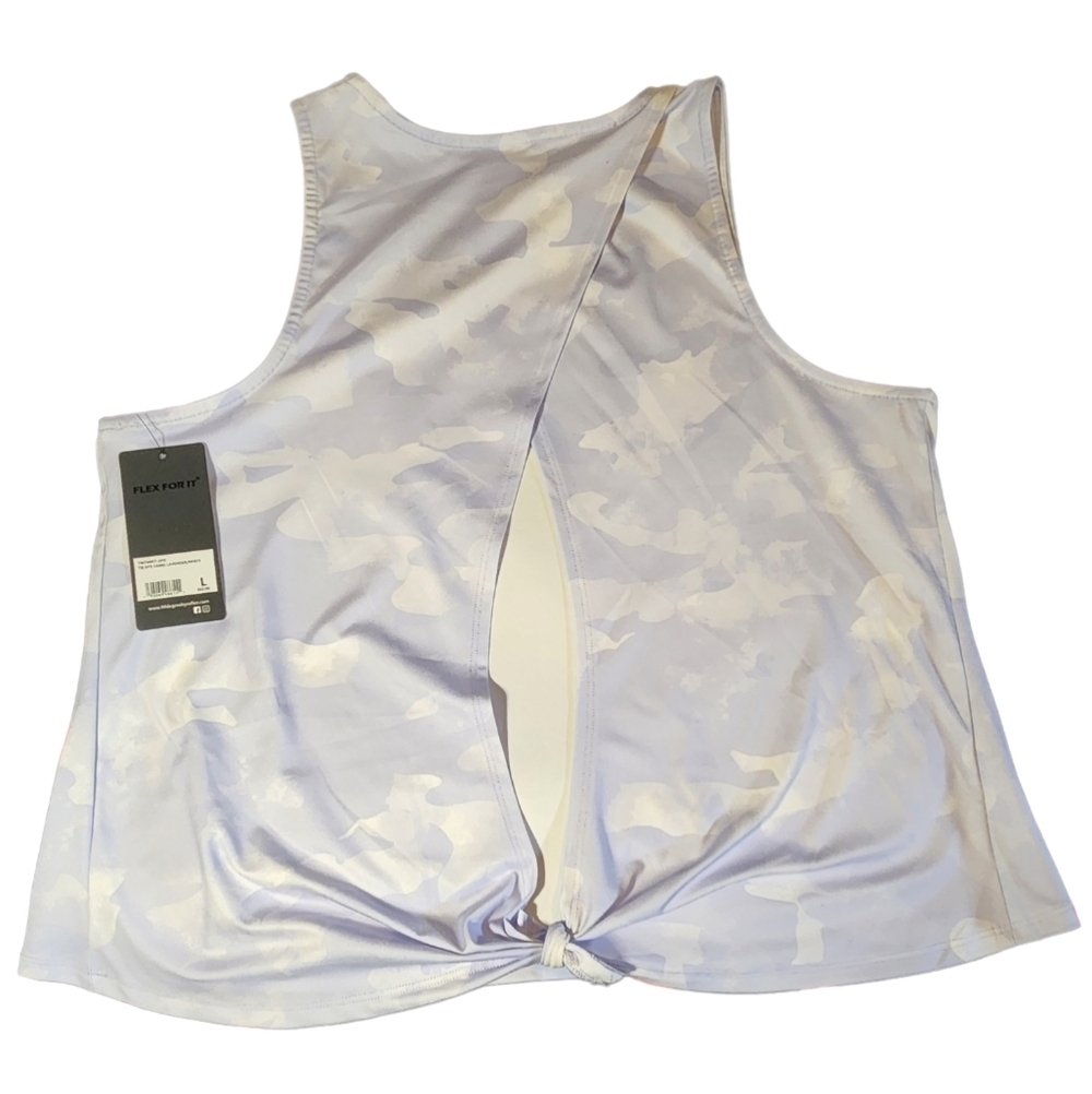 90 DEGREE By Reflex 2 pk Tie Dye Camo Lavender & White Tank Tops Size L - Picture 2 of 8